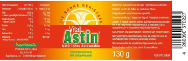 Astaxanthin VitalAstin 300 Kapseln Etikett